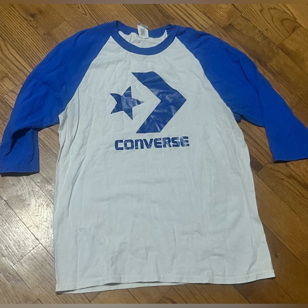 Converse Blue and White Raglan go-to star arrow logo 3/4 sleeve shirt sz medium
